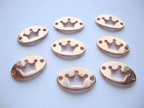 Korulinkki / riipus ovaali Kruunu ruusukulta 20 x 13 mm