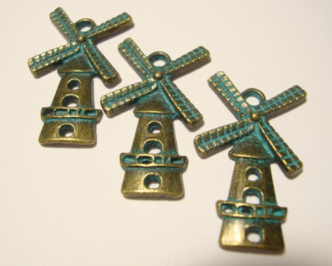 Boho riipus Tuulimylly kuparipatina 27 x 17 mm (2 kpl/pss)