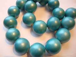 Puuhelmi Metallic turkoosi pyöreä 20 mm (10 kpl/pss)