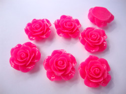 Akryylihelmi/kapussi Ruusu kiiltävä pinkki tasapohjainen 20 mm