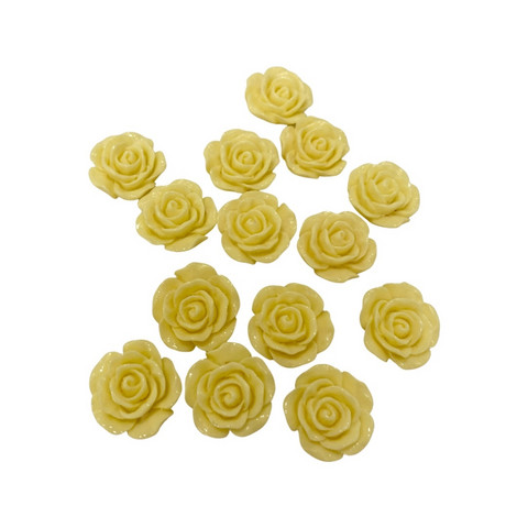 Akryylihelmi/kapussi  Ruusu kiiltävä keltainen tasapohjainen 18 mm