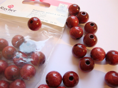 Rayher Puuhelmi punaruskea pyöreä 8 mm (82 kpl/pss)