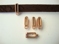 Riipuspidike ruusukulta 10 mm litteälle nahkanauhalle 16 x 6 mm