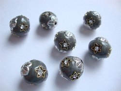 Kashmirihelmi antrasiitin harmaa-hopea 12 mm , reikä n. 2 mm