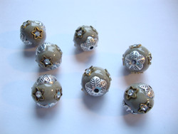 Bohemian lasihelmi taupe-hopea 12 mm , reikä n. 2 mm
