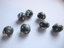 Kashmirihelmi petrooli-hopea 12 mm , reikä n. 2 mm