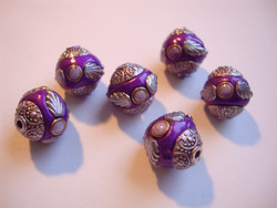 Kashmirihelmi violetti-hopea 14 mm, reikä n. 2 mm