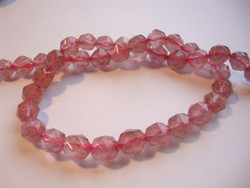 Cherry quartz kivihelmi, läpikuultava punainen fasetoitu 8 mm (6 kpl/pss)