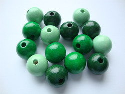 Rayher Puuhelmimix (puuhelmisekoitus) vihreä/vihreänsävyt 12 mm (32  kpl/pss)