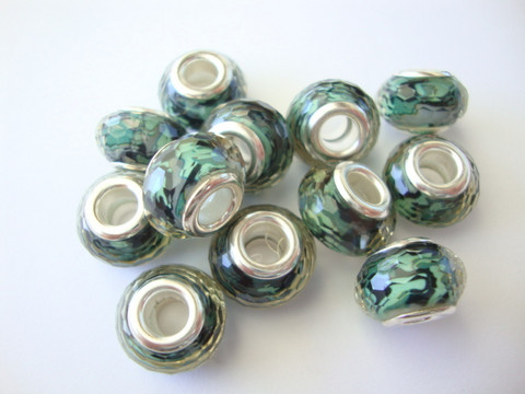 Pandora style -helmi denim sininen/monivärinen fasetoitu hartsipinta 9 x 14 mm