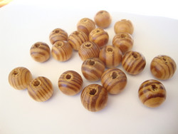 Puuhelmi luonnonvärinen (natural) pyöreä 12 mm, reikä väh. 1 mm (30 kpl/pss)