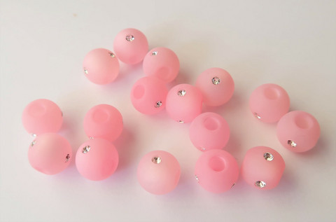 Polarishelmi Swarovskin strasseilla pinkki matta 10 mm (2 kpl/pss)