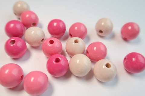 Rayher Puuhelmimix (puuhelmisekoitus) vaaleanpunainen-pinkki 8 mm (82 kpl/pss)