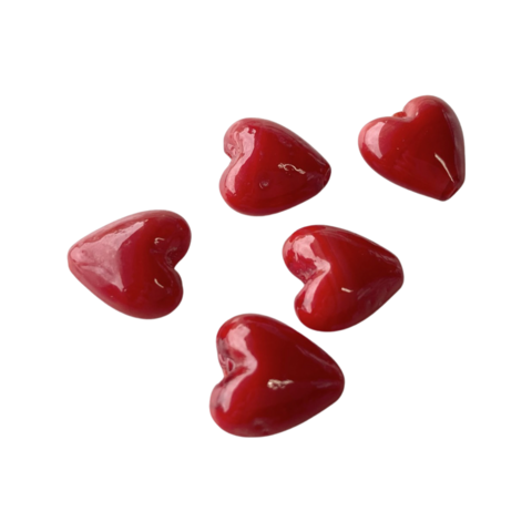 Lasihelmi sydän punainen 12 x 12 mm (5 kpl)