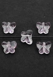 Fasettihiottu lasihelmi perhonen 10x8x6 mm vaaleanpunainen (4kpl)