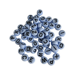 Aakkoshelmi / kirjainhelmi 7x3mm vaaleansininen 25g (n. 200kpl)