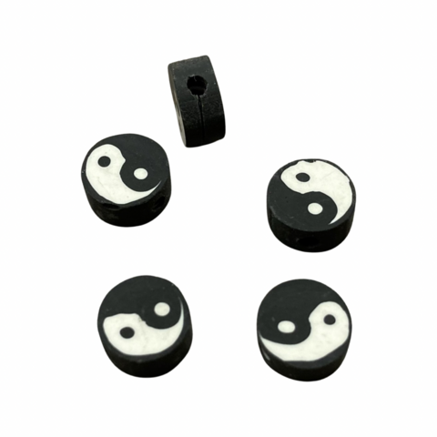 Synteettinen polymer helmi jin ja jang 10mm (10kpl)