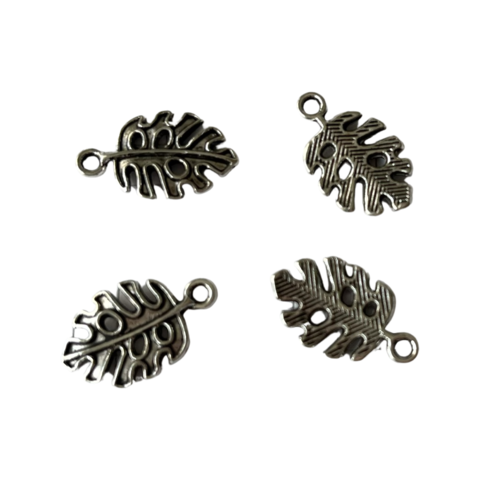 Riipus/maskotti peikonlehti 19x10mm hopeanvärinen (2 kpl)