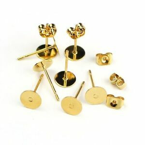 Korvakorutappi + tausta 8mm kulta 10kpl