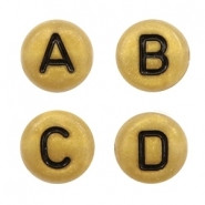 Aakkoshelmi / kirjainhelmi pyöreä litteä 7mm kulta-musta 25g (n. 200kpl)