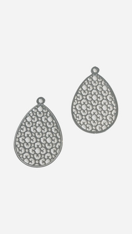 Metallinen riipus pisara hopea 30X19mm (2kpl)