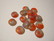 Vintage Givre-lasi rondelli korallin punainen / harmaa 3 x 8 mm (2 kpl/pss)