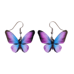 Violetti perhonen-korvakorut