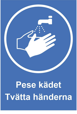 Pese kädet suomi - ruotsi kyltti