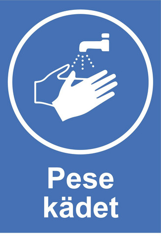 Pese kädet tarra.
