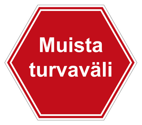 Muista turvaväli lattiatarra mutteri omalla tekstillä