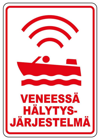 Veneessä hälytysjärjestelmä tarra