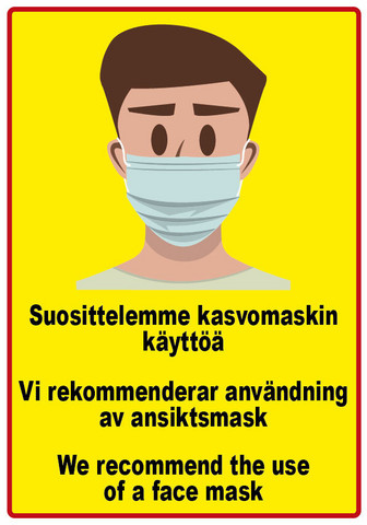 Suosittelemme kasvomaskin käyttöä tarra