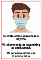 Suosittelemme kasvomaskin käyttöä 2 tarra