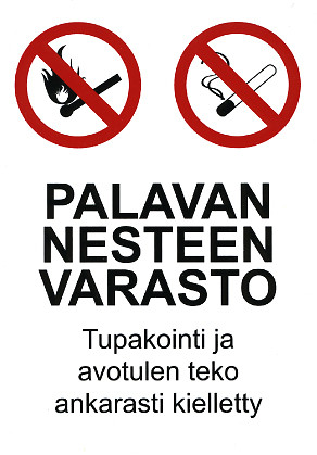 Palavan nesteen varasto kyltti