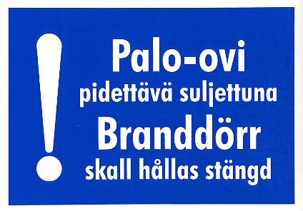 Palo-ovi pidettävä suljettuna 2 tarra