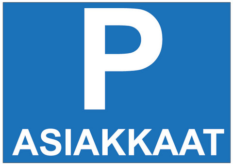 Asiakkaat kyltti
