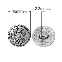 15mm Metallinappi: Antiikkihop. 1kpl