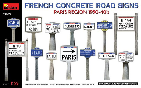 Concrete Road Signs 1930-40’s France Paris Region  1/35