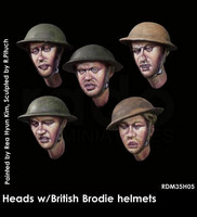 Heads with British Brodie Helmets (5pcs)  1/35