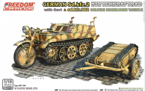 SdKfz 2 Kleines Kettenkraftrad with Cart and Goliath  1/16