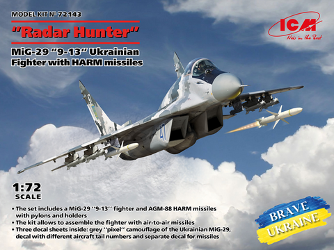 ’Radar Hunter’ MiG-29 ’9-13’ Ukrainian Fighter with HARM Missiles  1/72
