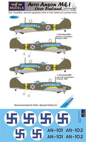 Decals for Avro Anson Mk.I over Finland  1/48