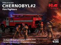 Chernobyl Fire Fighters (AC-40-137A Fire Truck & Four Figures & Diorama Base with Background  1/35