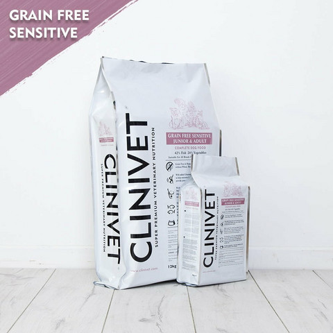 CLINIVET Grain Free Junior & Adult Sensitive Fish 2 kg - Viljaton kala-kasvis koiranruoka