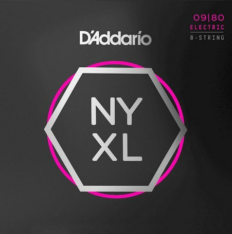 D'Addario NYXL 8-kielisen sähkökitaran kielet 009-080 (uusi)