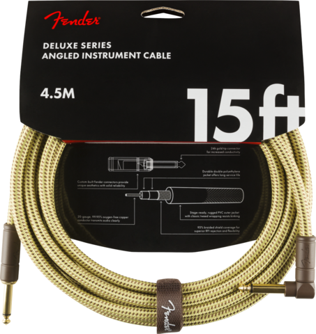 Fender Deluxe Tweed Straight/Angle 15ft instrumenttijohto 4,5 m (uusi)
