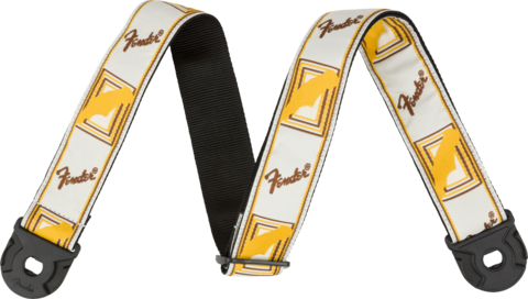Fender Quickgrip Secure Guitar Strap White, Yellow & Brown Monogram (new)