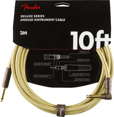 Fender Deluxe Tweed 10ft Straight/Angle Instrument Cable (new)
