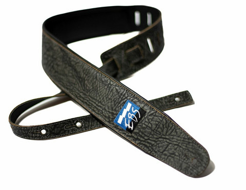 EBS Relic Faded Black Leather Guitar Strap (new)