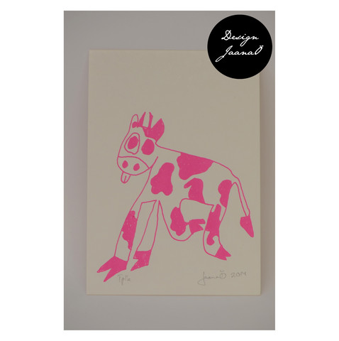 Lehmä - kortti - pinkki